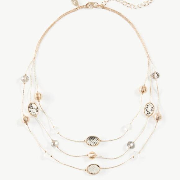 Ann Taylor Gold Snake Print Illusion Necklace - Picture 8 of 9